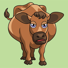 Cute  domestic animal cartoon cow character vector Illustration.