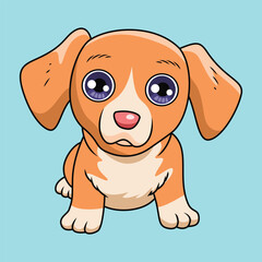 Cute  domestic animal cartoon dog character vector Illustration.