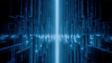 Futuristic digital technology information data abstract network cyber neon blue