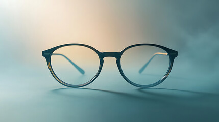 Stylish Round Glasses on Soft Blue Surface Clarity and Vision