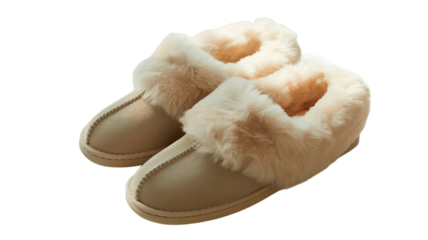 Cozy and comfortable cream-colored slippers.
