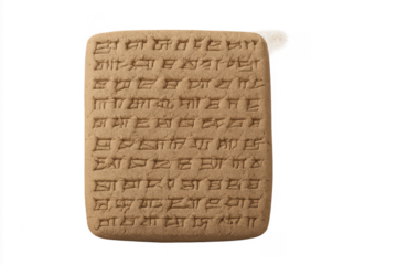 Cuneiform clay tablet displaying ancient sumerian writing