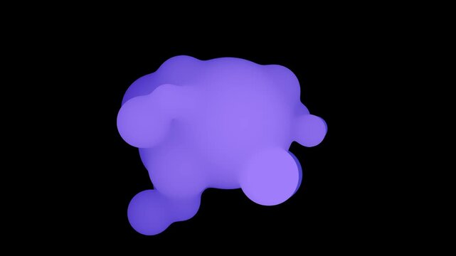 Purple Liquid Metaballs morphing abstract seamless loop 3D animation for organic science concepts, modern art installations, and futuristic technology presentations