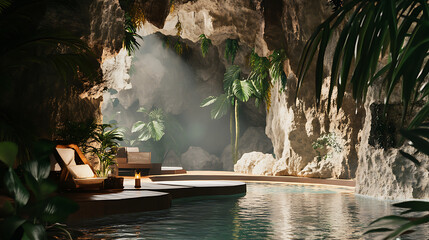 Luxurious Pool Retreat Tranquil Oasis with Natural Light and Lush Greenery