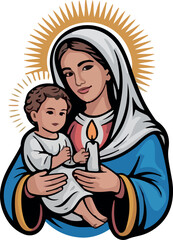 Virgen de la Candelaria logo icon vector white background .