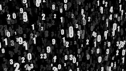 Digital Numbers Data Stream abstract flowing 3D animation for AI machine learning concepts, financial statistics reports, and big data technology backgrounds - Powered by Adobe