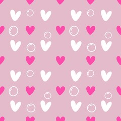 Cute Pink and White Heart Seamless Pattern