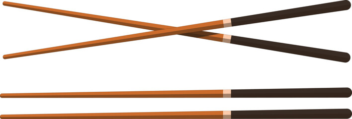Traditional wooden chopsticks used in Asian cuisine and haute cuisine, an essential utensil for eating rice and noodles in oriental restaurants, food and the Asian culinary experience