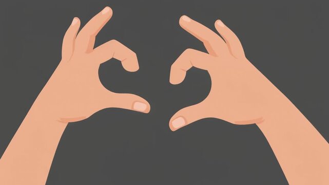 Two hands forming half heart shapes against a dark background, symbolizing love or connection.