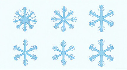 Fototapeta premium Create a winter wonderland with these light blue snowflake designs on white, perfect for holiday crafting, seasonal decor, and festive backgrounds