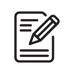 Fototapeta premium Black Outline Drawing of Paper with Lines and Pencil Icon
