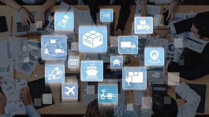 Goods delivery tracking icons show shipping, goods delivery routes, and loFunnelics monitoring. Goods delivery tracking ensures timely goods delivery, secure handling, and accurate tracking. Funnel