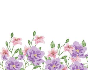 Anemone and Lily Watercolor Flower Background