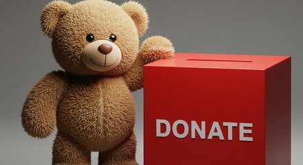 Teddy Bear with Donation Box for Charity