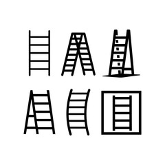Ladder Icon Set – Construction and Safety Equipment Symbols