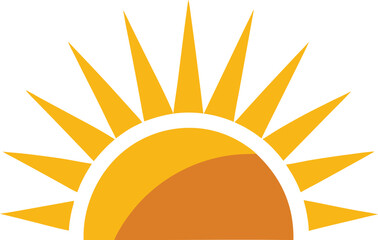 Abstract half sun icon with vibrant color options