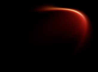 Soft orange light blur top arc curve on black background