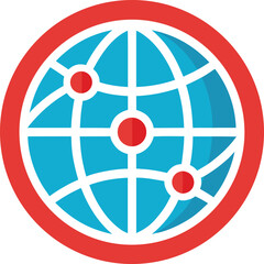 Global digital network connection with interconnected lines and nodes