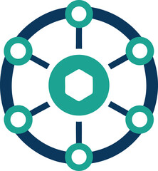 Abstract cyber network circle icon with connected dots