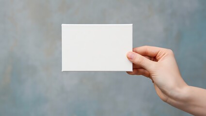 Obraz premium Hand holding a blank canvas mockup for creative artistic presentation