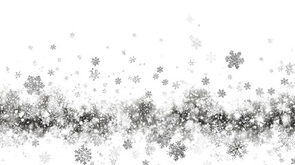 Obraz premium Snowflakes falling overlay, winter seasonal snowfall on white background Stock Illustration 