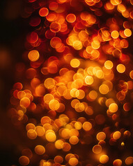 Warm golden and red Christmas-lights bokeh background &mdash; soft glowing circles and dreamy festive texture