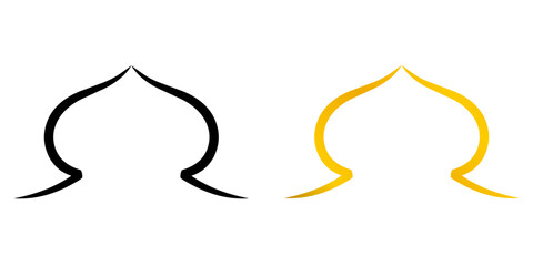 Elegant Islamic dome ornament in black and gold &ndash; A sleek Islamic dome ornament crafted for headline highlights, Ramadhan banners, Eid greetings, mosque posters, and modern Islamic templates