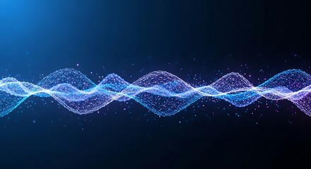 Blue and Purple Digital Waveform with Particles abstract