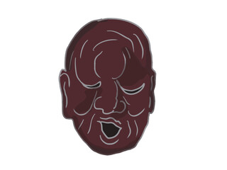 Illustration of a male mask from traditional Japanese performing arts