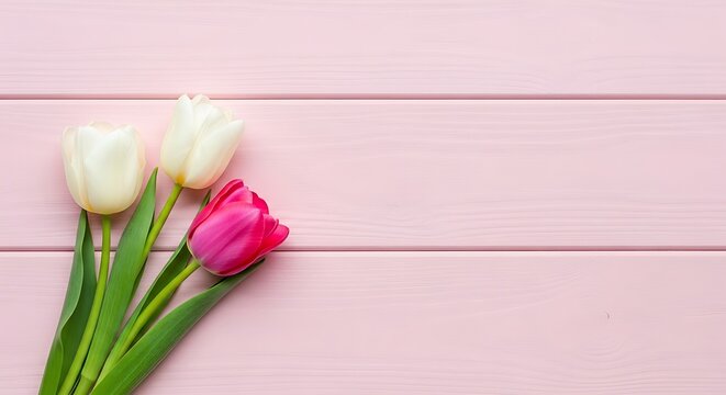 Tulips Flowers Background Spring Floral Design Template Pink Easter Mothers Day Holiday - Powered by Adobe