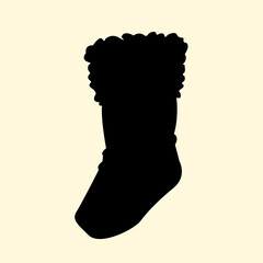 Silhouette of christmas socks concept design. Icon of accessories noel natal event. Vector illustration.