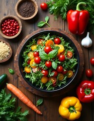 Vibrant Fresh Salad with Garden Vegetables and Herbs