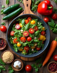 Vibrant Fresh Salad with Garden Vegetables and Herbs