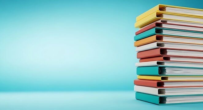 Stack of Colorful Folders Mockup Background Business Office Education Copy Space