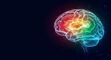 Fototapeta premium Human Brain Intelligence Concept Artificial Glowing Neural Network Anatomy