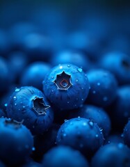 Fresh Blueberries with Dew Drops