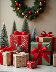 Festive  Christmas  Gift Boxes with Christmas Tree