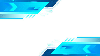 Futuristic Digital Technology on White Background. Blue Technology Border Digital Abstract Layout