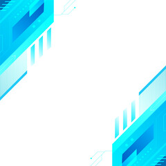 Modern futuristic technology frame with blue geometric digital elements. Minimalist tech border suitable for presentation templates, posters, banners, and corporate designs.