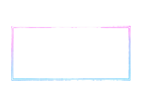 A neon rectangle with a pink upper half and blue lower half is set against a black backdrop
