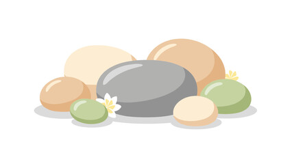 Relaxing spa stones and delicate blossoms offering tranquility and peace, perfect for wellness promotions or serene branding, originally a scalable vector graphic