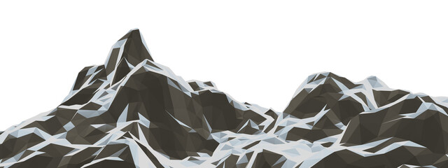 Low poly snowy mountain. winter landscape. Snow covered stone