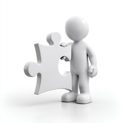 Puzzle piece integration creative problem-solving in business office environment digital illustration innovative mindset