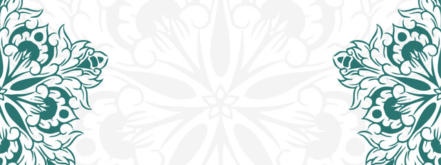 Elegant teal floral corner frame on a white background, for invitations,banner, greeting cards, and decorative templates