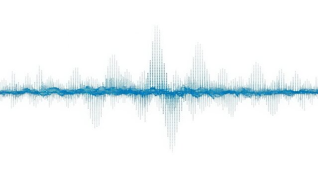 Blue digital sound wave visualization on white background for technology concepts - Powered by Adobe