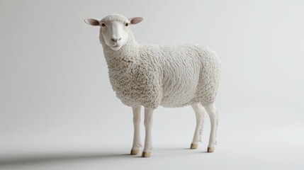 Fototapeta premium Studio shot of a white sheep in a minimalist setting. Possible use Stock photography