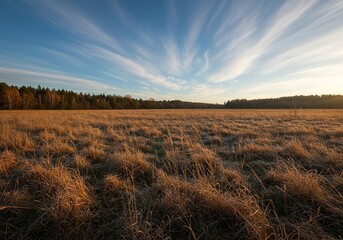 A blustery cold wind whips across a desolate field during the transition from fall to the harsh winter months ,moody ,drama ,field