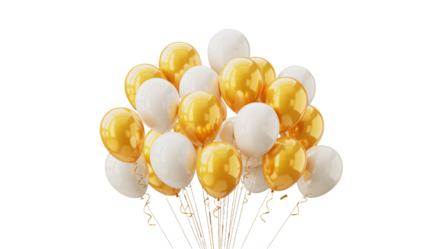 Celebrate anything with gold and white balloons for a special occasion party