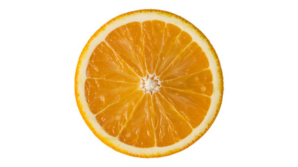 Fototapeta premium A single orange slice with a black background in a close up shot