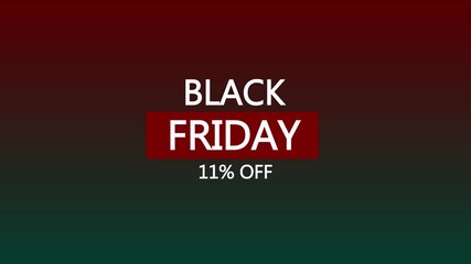 Black Friday 11 percent off sale. Mega sale banner for modern holiday discount promotion for online and retail shopping.